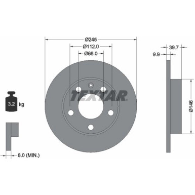 TEXTAR PRO 92106203 Bremsscheibe 245x9,9mm, 05/06x112, voll, beschichtet TEXTAR PRO 92106203 Bremsscheibe 245x9,9mm, 05/06x112, voll, beschichtet