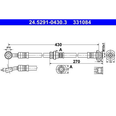 ATE Bremsschlauch 24.5291-0430.3 ATE Bremsschlauch 24.5291-0430.3