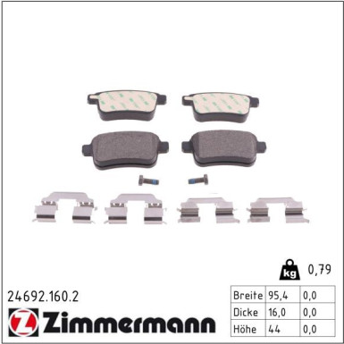 Zimmermann Bremsbelagsatz, Scheibenbremse 24692.160.2 Zimmermann Bremsbelagsatz, Scheibenbremse 24692.160.2