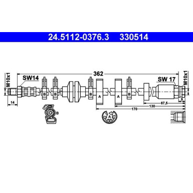 ATE Bremsschlauch 24.5112-0376.3 ATE Bremsschlauch 24.5112-0376.3