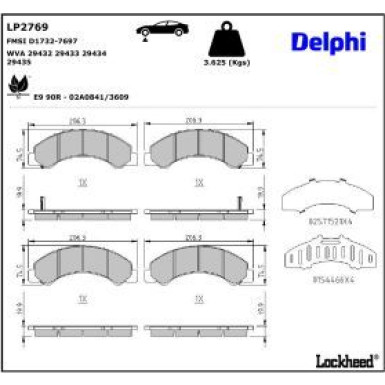 Delphi Bremsbelagsatz, Scheibenbremse LP2769