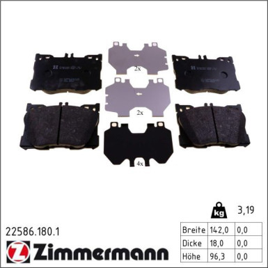 Zimmermann Bremsbelagsatz, Scheibenbremse 22586.180.1