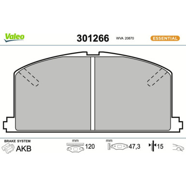 Valeo Bremsbelagsatz, Scheibenbremse ESSENTIAL 301266