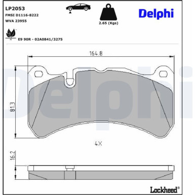 Delphi Bremsbelagsatz, Scheibenbremse LP2053 Delphi Bremsbelagsatz, Scheibenbremse LP2053