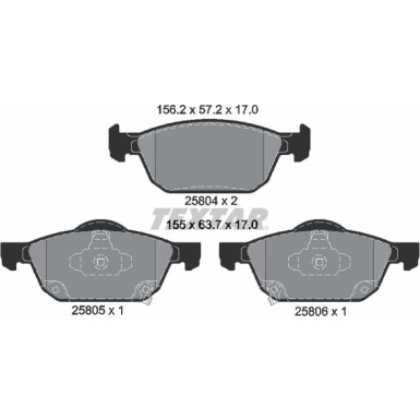 Textar Bremsbelagsatz, Scheibenbremse Q+ 2580401 Textar Bremsbelagsatz, Scheibenbremse Q+ 2580401