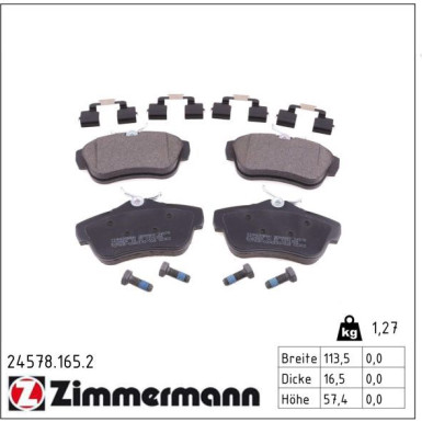 Zimmermann Bremsbelagsatz, Scheibenbremse 24578.165.2 Zimmermann Bremsbelagsatz, Scheibenbremse 24578.165.2