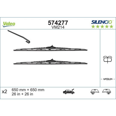 Valeo Wischblatt Scheibenwischer SILENCIO CONVENTIONAL SET 574277