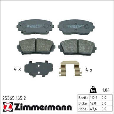 Bremsbelagsatz, Scheibenbremse 25365.165.2 Bremsbelagsatz, Scheibenbremse 25365.165.2
