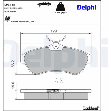 Delphi Bremsbelagsatz, Scheibenbremse LP1715