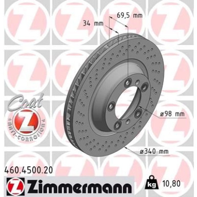 Zimmermann Bremsscheibe Coat Z 460.4500.20