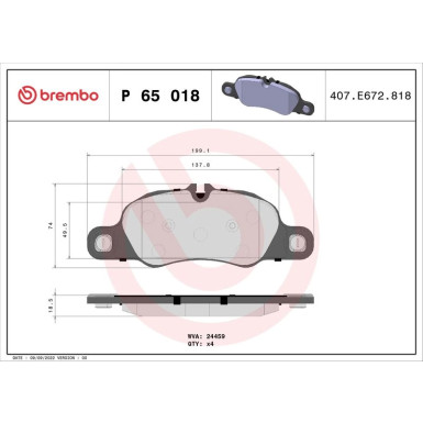 Brembo Bremsbelagsatz, Scheibenbremse PRIME LINE P 65 018