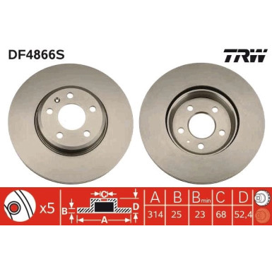 Bremsscheibe TRW SINGLE DF4866S Bremsscheibe TRW SINGLE DF4866S
