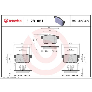 Brembo Bremsbelagsatz, Scheibenbremse PRIME LINE P 28 051