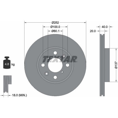 Textar Bremsscheibe PRO 92148903 Textar Bremsscheibe PRO 92148903