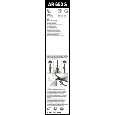 BOSCH AR 652 S Scheibenwischer Aerotwin Retrofit 3 397 007 566 BOSCH AR 652 S Scheibenwischer Aerotwin Retrofit 3 397 007 566