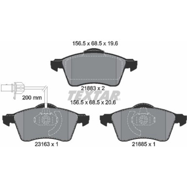 Textar Bremsbelagsatz, Scheibenbremse Q+ 2188501 Textar Bremsbelagsatz, Scheibenbremse Q+ 2188501