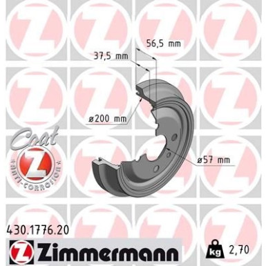 Zimmermann Bremstrommel Coat Z 430.1776.20 Zimmermann Bremstrommel Coat Z 430.1776.20