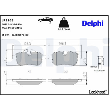 Delphi Bremsbelagsatz, Scheibenbremse LP2163 Delphi Bremsbelagsatz, Scheibenbremse LP2163