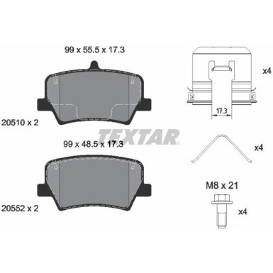 Textar Bremsbelagsatz, Scheibenbremse Q+ 2051001 Textar Bremsbelagsatz, Scheibenbremse Q+ 2051001