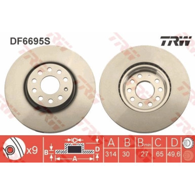 Bremsscheibe TRW SINGLE DF6695S Bremsscheibe TRW SINGLE DF6695S