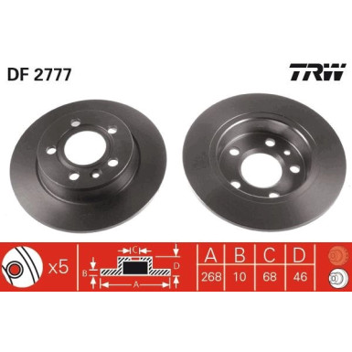 TRW Bremsscheibe DF2777 TRW Bremsscheibe DF2777