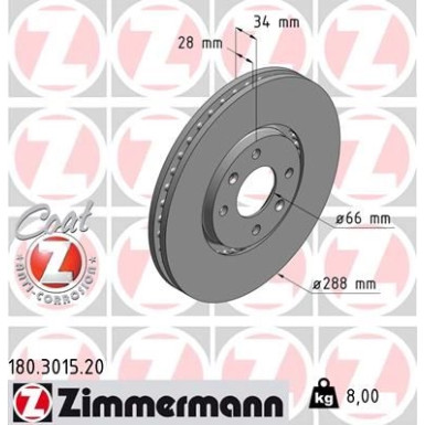 Zimmermann Bremsscheibe Coat Z 180.3015.20