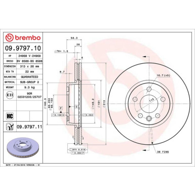 Brembo Bremsscheibe PRIME LINE - UV Coated 09.9797.11 Brembo Bremsscheibe PRIME LINE - UV Coated 09.9797.11