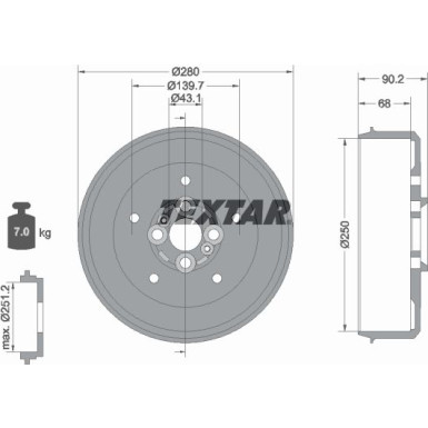 Textar Bremstrommel 94030600