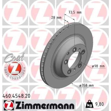 Zimmermann Bremsscheibe Coat Z 460.4548.20 Zimmermann Bremsscheibe Coat Z 460.4548.20