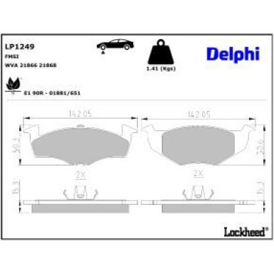 Delphi Bremsbelagsatz, Scheibenbremse LP1249