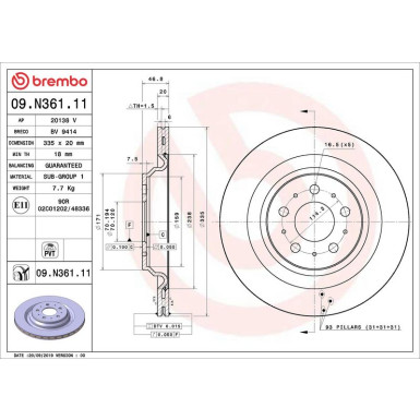Brembo Bremsscheibe PRIME LINE - UV Coated 09.N361.11 Brembo Bremsscheibe PRIME LINE - UV Coated 09.N361.11
