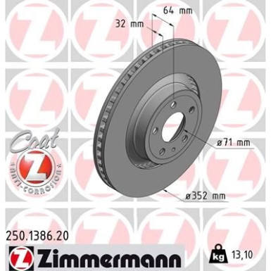 Zimmermann Bremsscheibe Coat Z 250.1386.20 Zimmermann Bremsscheibe Coat Z 250.1386.20