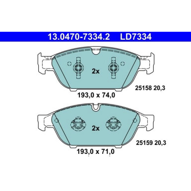 Bremsbelagsatz, Scheibenbremse ATE Ceramic 13.0470-7334.2 Bremsbelagsatz, Scheibenbremse ATE Ceramic 13.0470-7334.2