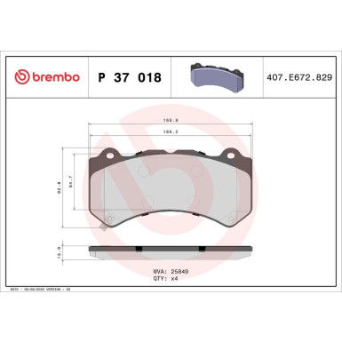 Brembo Bremsbelagsatz, Scheibenbremse PRIME LINE P 37 018 Brembo Bremsbelagsatz, Scheibenbremse PRIME LINE P 37 018
