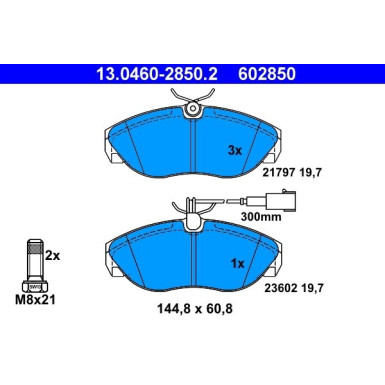 ATE Bremsbelagsatz, Scheibenbremse 13.0460-2850.2 ATE Bremsbelagsatz, Scheibenbremse 13.0460-2850.2