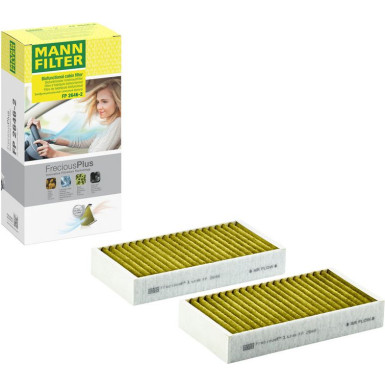 MANN-FILTER FP 2646-2 Innenraumfilter FreciousPlus Aktivkohlefilter mit Polyphenol, antibakteriell, Feinstaubfilter (PM 2.5) MANN-FILTER FP 2646-2 Innenraumfilter FreciousPlus Aktivkohlefilter mit Polyphenol, antibakteriell, Feinstaubfilter (PM 2.5)