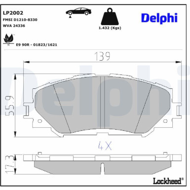 Delphi Bremsbelagsatz, Scheibenbremse LP2002 Delphi Bremsbelagsatz, Scheibenbremse LP2002