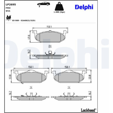 Delphi Bremsbelagsatz, Scheibenbremse LP2695