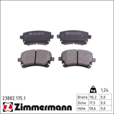 Zimmermann Bremsbelagsatz, Scheibenbremse 23882.175.1 Zimmermann Bremsbelagsatz, Scheibenbremse 23882.175.1