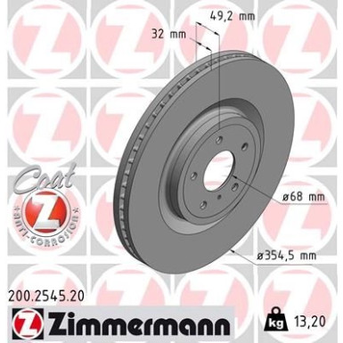Zimmermann Bremsscheibe Coat Z 200.2545.20