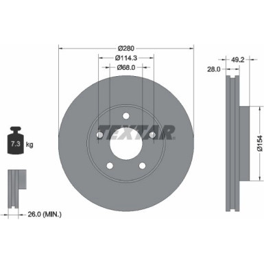 Textar Bremsscheibe PRO 92109403 Textar Bremsscheibe PRO 92109403