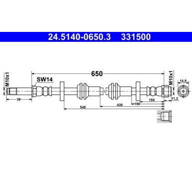 ATE Bremsschlauch 24.5140-0650.3