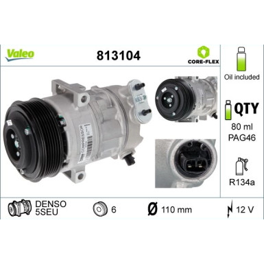 Valeo Kompressor, Klimaanlage VALEO CORE-FLEX 813104