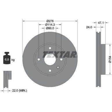 Textar Bremsscheibe PRO 92227303 Textar Bremsscheibe PRO 92227303