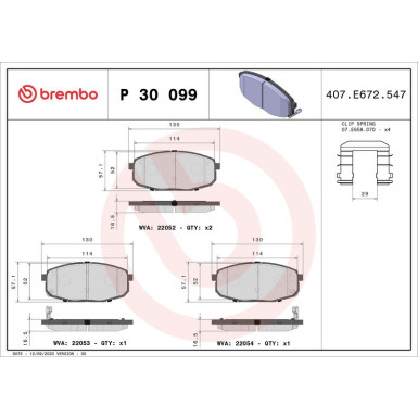 Brembo Bremsbelagsatz, Scheibenbremse PRIME LINE P 30 099