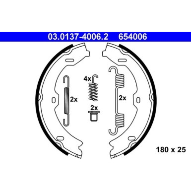 ATE Bremsbackensatz, Feststellbremse 03.0137-4006.2 ATE Bremsbackensatz, Feststellbremse 03.0137-4006.2