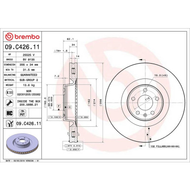 Brembo Bremsscheibe PRIME LINE - UV Coated 09.C426.11 Brembo Bremsscheibe PRIME LINE - UV Coated 09.C426.11