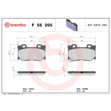 Brembo Bremsbelagsatz, Scheibenbremse PRIME LINE P 56 095