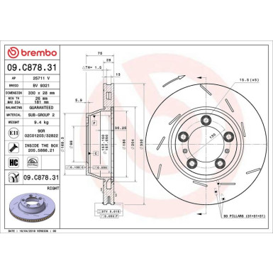 Brembo Bremsscheibe PRIME LINE - UV Coated 09.C878.31 Brembo Bremsscheibe PRIME LINE - UV Coated 09.C878.31