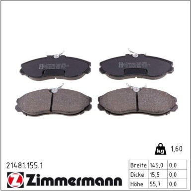 Zimmermann Bremsbelagsatz, Scheibenbremse 21481.155.1